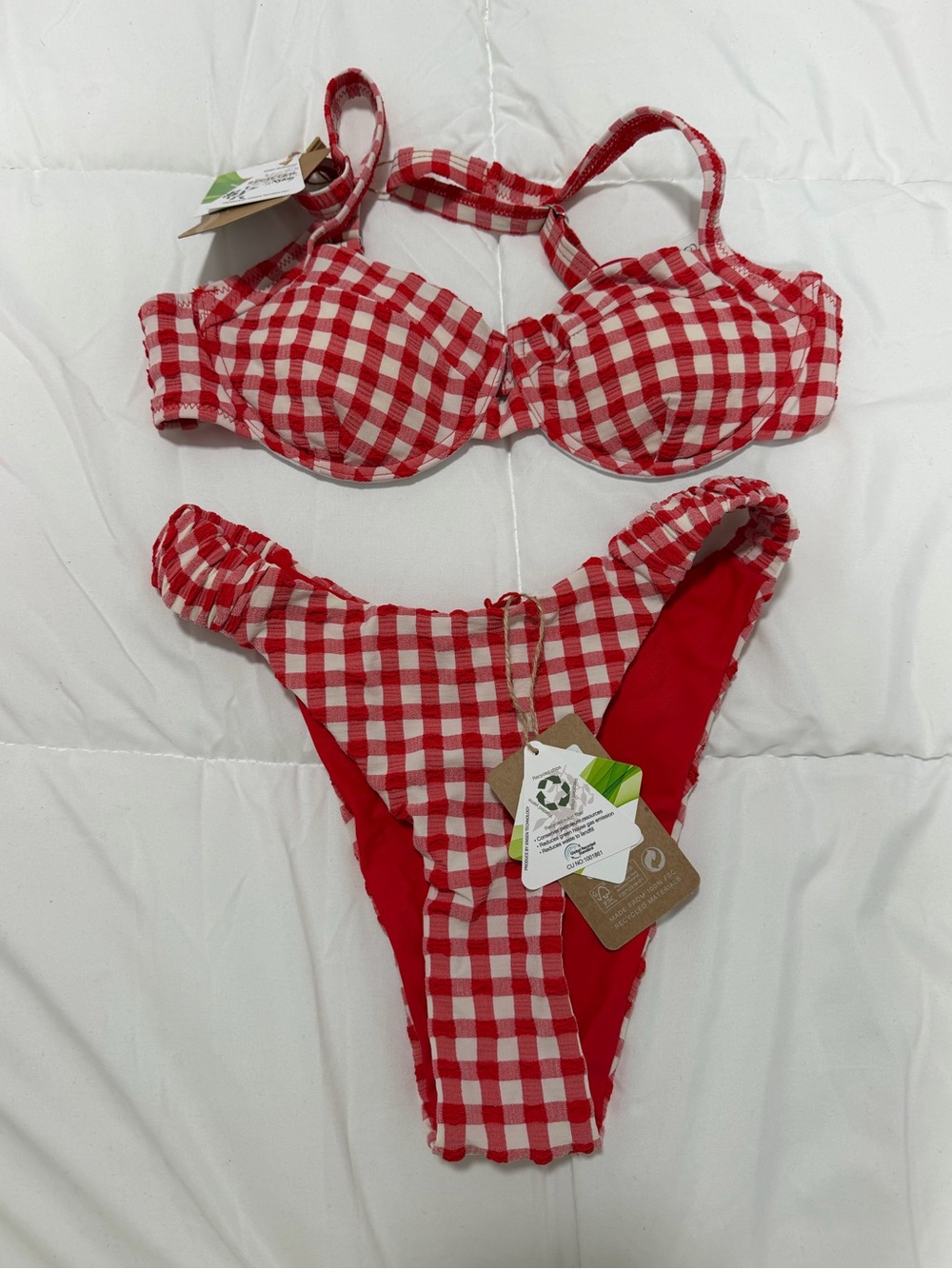 Red Gingham Underwire Bikini Set - Brand Unknown